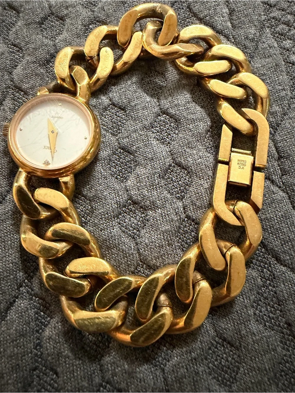 Vintage Timex Gold Tone Chunky Chain Bracelet Watch